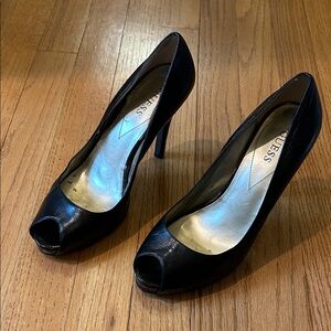 Guess Elegant Black Peep Toe Heels